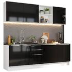 Armário De Cozinha Completa 240cm Branco/preto Lux Madesa 05