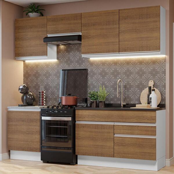 Armário De Cozinha Completa 240cm Branco/rustic Glamy Madesa