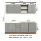 Armário De Cozinha Completa 240cm Rustic/cinza Lux Madesa 05