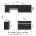 Armário De Cozinha Completa 240cm Rustic/preto Glamy Madesa 07