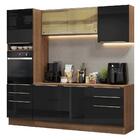 Armário De Cozinha Completa 240cm Rustic/preto Lux Madesa 08