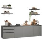 Armário De Cozinha Completa 240cm Suspensa Cinza Nice Madesa