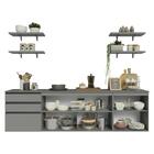 Armário De Cozinha Completa 240cm Suspensa Cinza Nice Madesa