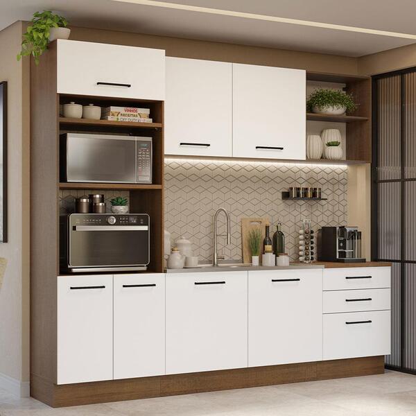 Armário De Cozinha Completa 250cm Rustic/branco Agata Madesa