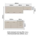 Armário De Cozinha Completa 260cm Branco/crema Agata Madesa 02