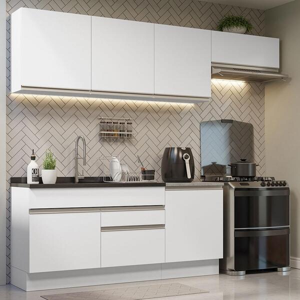Armário De Cozinha Completa 260cm Branco Glamy Madesa 03