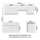 Armário De Cozinha Completa 260cm Branco Glamy Madesa 04