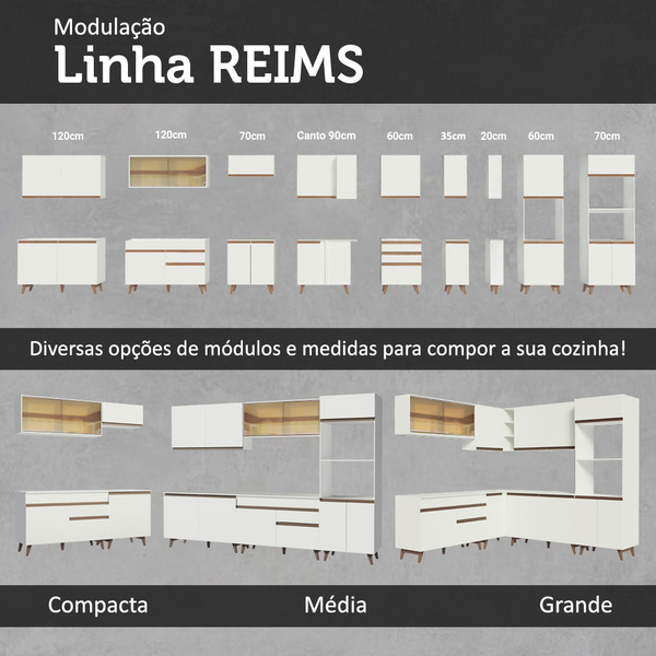 Armário De Cozinha Completa 260cm Branco Reims Madesa 11 | Leroy