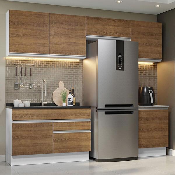 Armário De Cozinha Completa 260cm Branco/rustic Glamy Madesa