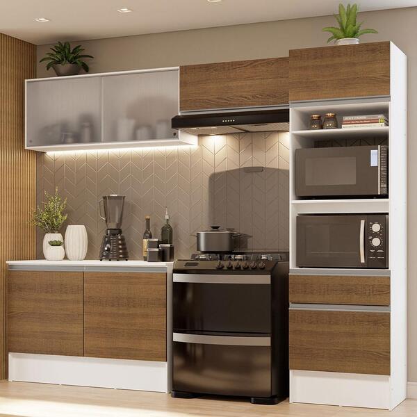 Armário De Cozinha Completa 260cm Branco/rustic Topazio Mades