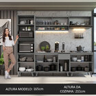 Armário De Cozinha Completa 260cm Cinza Nice Madesa 02