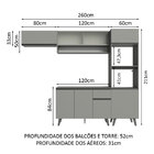 Armário De Cozinha Completa 260cm Cinza Nice Madesa 04