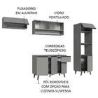 Armário De Cozinha Completa 260cm Cinza Nice Madesa 04