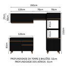 Armário De Cozinha Completa 260cm Preto Reims Madesa 09