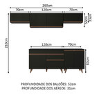 Armário De Cozinha Completa 260cm Preto Reims Madesa 10