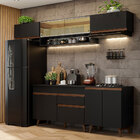 Armário De Cozinha Completa 260cm Preto Reims Madesa 11