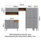 Armário De Cozinha Completa 261cm Rustic/cinza Emilly Madesa