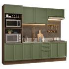 Armário De Cozinha Completa 270 Cm Rustic/verde Vik Madesa 01