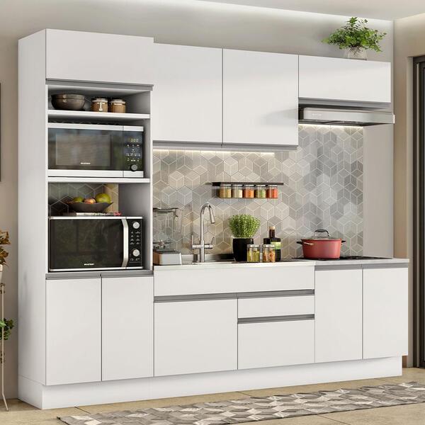 Armário De Cozinha Completa 270cm Branco Glamy Madesa 13