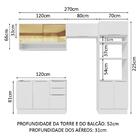 Armário De Cozinha Completa 270cm Branco Stella Madesa 07