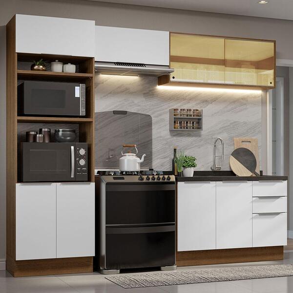Armário De Cozinha Completa 270cm Rustic/branco Stella Madesa