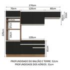 Armário De Cozinha Completa 270cm Rustic/preto Glamy Madesa 15