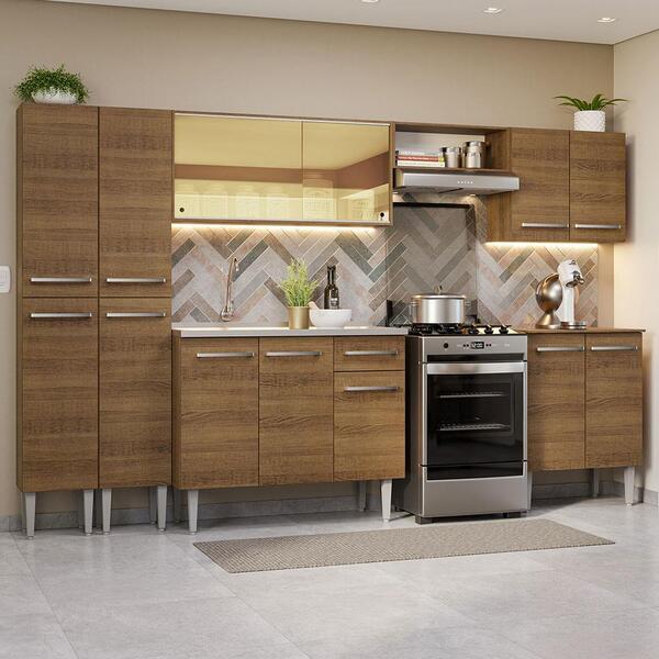 Armário De Cozinha Completa 293cm Com Pia Rustic Emilly Mades