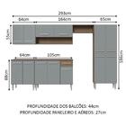 Armário De Cozinha Completa 293cm Rustic/cinza Emilly Madesa