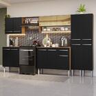 Armário De Cozinha Completa 293cm Rustic/preto Emilly Madesa