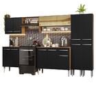 Armário De Cozinha Completa 293cm Rustic/preto Emilly Madesa