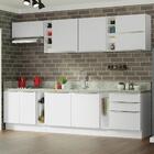 Armário De Cozinha Completa 300cm Branco Veludo Lux Da Sabrin