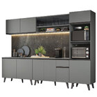 Armário De Cozinha Completa 300cm Cinza Nice Madesa 01