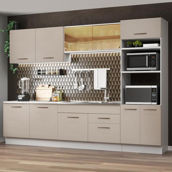 Armário De Cozinha Completa 310 Cm Branco/crema Agata Madesa