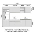 Armário De Cozinha Completa 310cm Branco Glamy Madesa 02