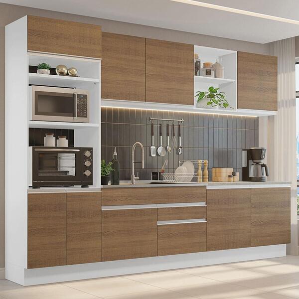 Armário De Cozinha Completa 310cm Branco/rustic Glamy Madesa