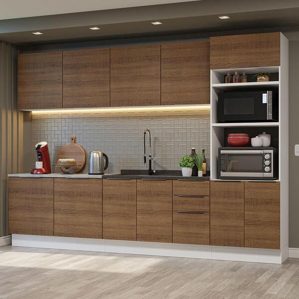 Armário De Cozinha Completa 310cm Branco/rustic Stella Madesa