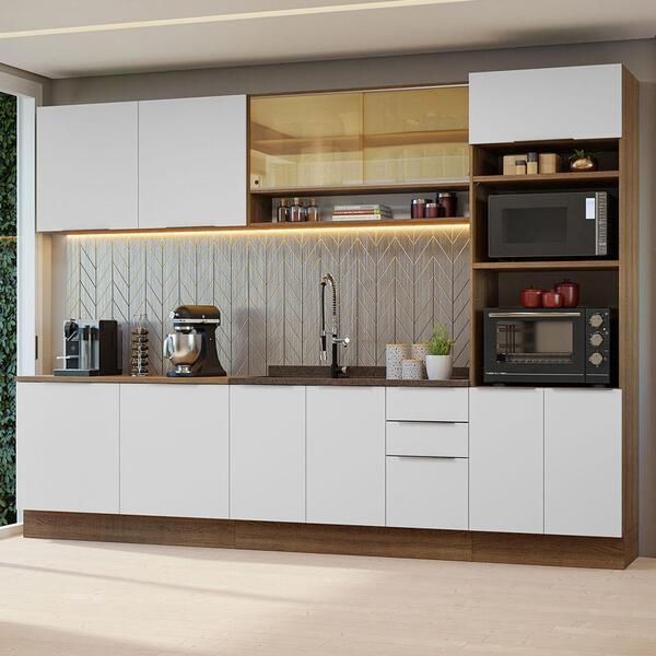 Armário De Cozinha Completa 310cm Rustic/branco Stella Madesa