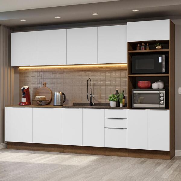 Armário De Cozinha Completa 310cm Rustic/branco Stella Madesa