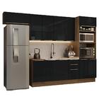 Armário De Cozinha Completa 310cm Rustic/preto Lux Madesa 01
