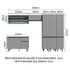 Armário De Cozinha Completa 320cm Cinza Nice Madesa 02