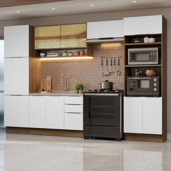 Armário De Cozinha Completa 330cm Rustic/branco Stella Madesa