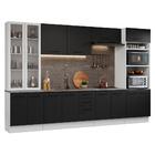 Armário De Cozinha Completa 340cm Branco/preto Agata Madesa 01