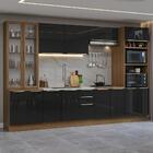 Armário De Cozinha Completa 340cm Rustic/preto Lux Madesa 02