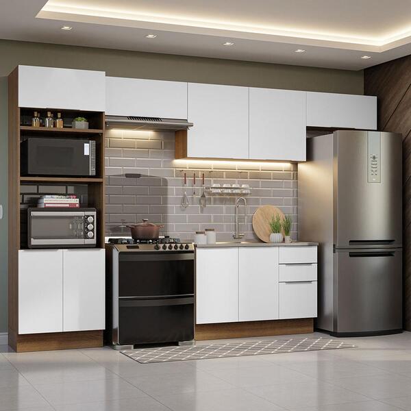 Armário De Cozinha Completa 350cm Rustic/branco Stella Madesa