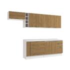 Armário De Cozinha Completa 3 Gavetas 100% Mdf 300cm Branco/n