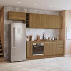 Armário De Cozinha Completa 3 Gavetas 100% Mdf 300cm Nogueira