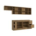 Armário De Cozinha Completa 3 Gavetas 100% Mdf 300cm Nogueira