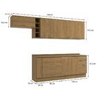 Armário De Cozinha Completa 3 Gavetas 100% Mdf 300cm Nogueira