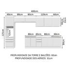 Armário De Cozinha Completa 400cm Branco Veludo Lux Da Thauan