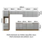 Armário De Cozinha Completa 400cm Rustic/cinza Lux Da Thauane